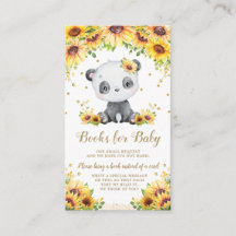 Panda Bear Sunflower Baby Shower trae un libro