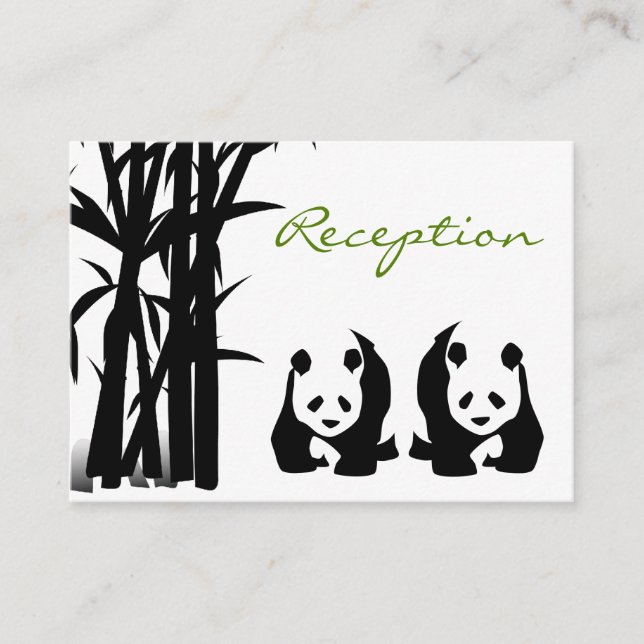 Tarjeta De Recepción Panda Bears and Bamboo Wedding Cards (Anverso)