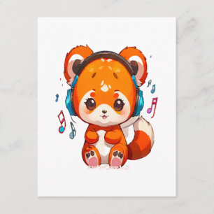 Tarjeta De Recepción Panda escuchando música Kpop