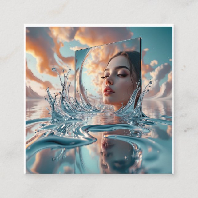 Tarjeta De Recepción panel de espejo flotante surge de un mar tranquilo (Anverso)