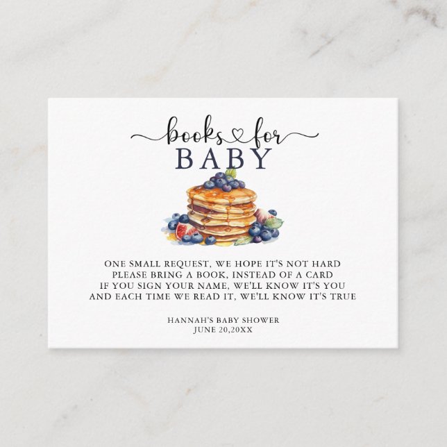 Tarjeta De Recepción Panqueque | Cuidados libros de Baby Shower para be (Anverso)