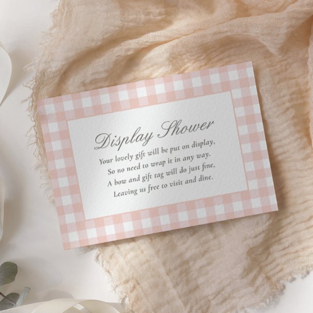 Tarjeta De Recepción Pantalla Baby Shower de Gingham rosa (Subido por el creador)
