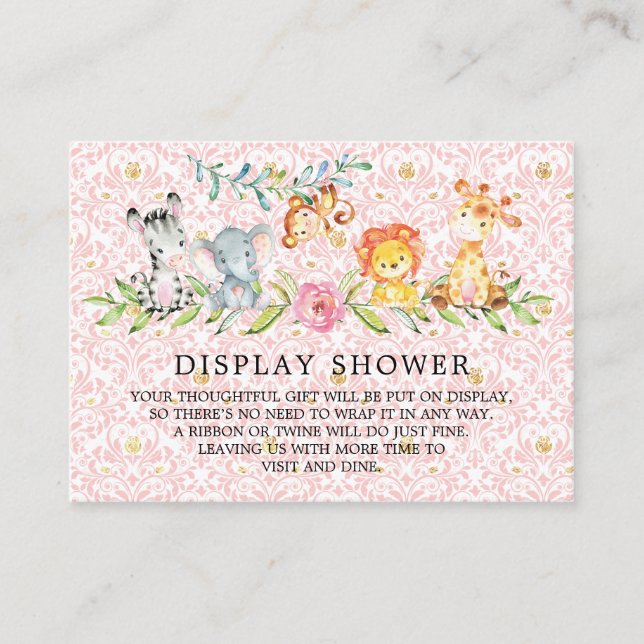 Tarjeta De Recepción Pantalla de regalo de Baby Shower de animales salv (Anverso)