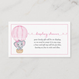 Tarjeta De Recepción Pantalla Shower Elephant Baby Shower rosa