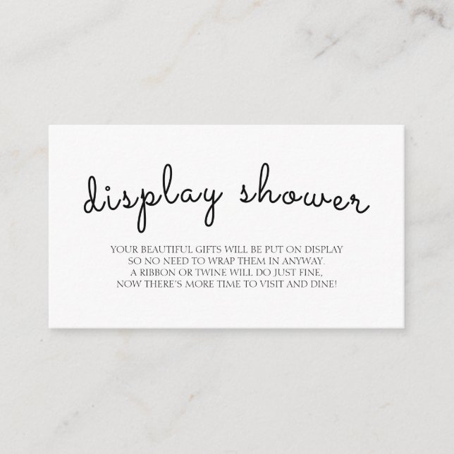 Tarjeta De Recepción Pantalla Shower Gabinete Baby Shower blanco negro (Anverso)