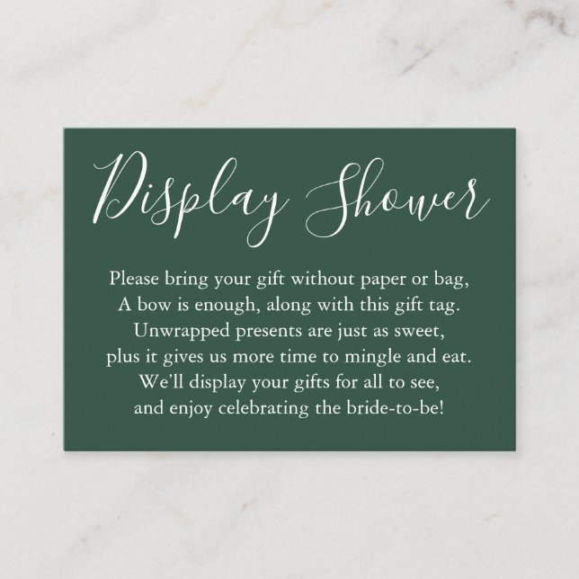 Tarjeta De Recepción Pantalla simple ducha de novia Verde oscuro (Anverso)