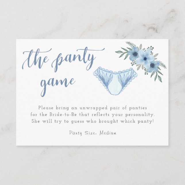 Tarjeta De Recepción Panty Game Lingerie Shower Insert (Anverso)
