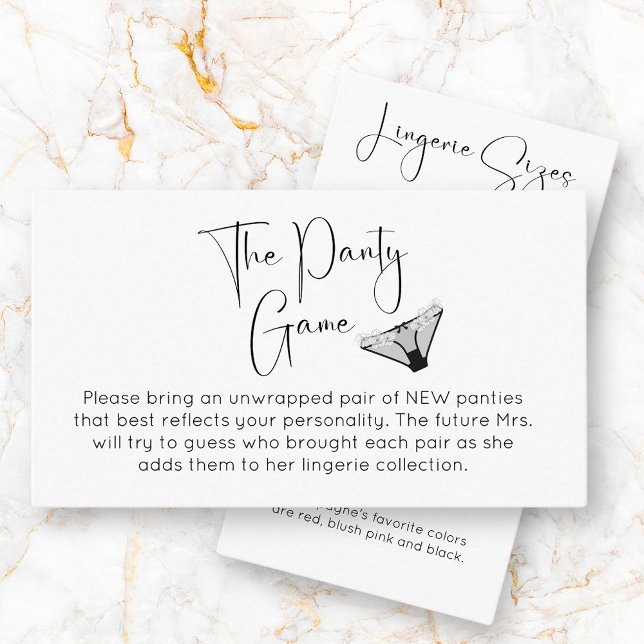 Tarjeta De Recepción Panty Game Modern Bridal Shower (Subido por el creador)