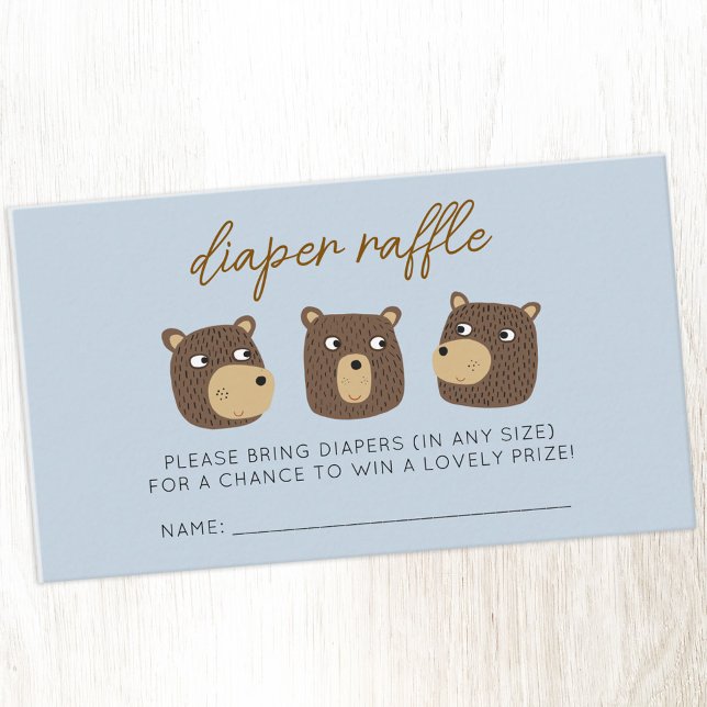 Tarjeta De Recepción Pañuelo de osito pequeño Raffle (Little teddy bear cub diaper raffle baby shower enclosure card)