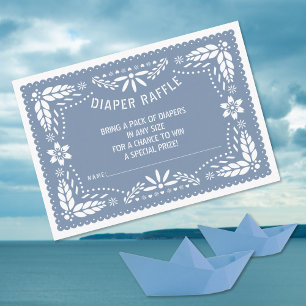 Tarjeta De Recepción Papel azul turbio papel picado Baby Shower Diaper 