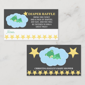 Tarjeta De Recepción Papel de cuero de osito verde durmiente Raffle Tic