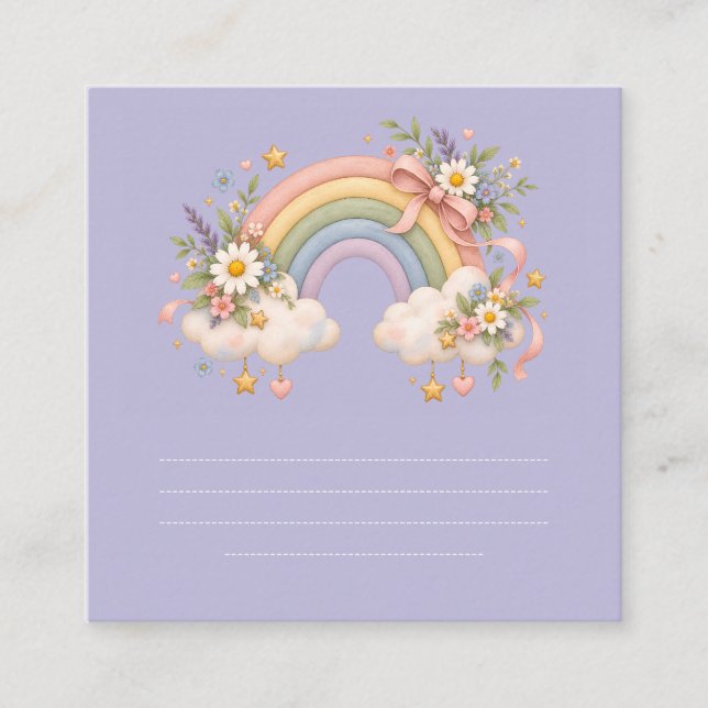 Tarjeta De Recepción Papelaria Arcoíris Pastel  (Anverso)
