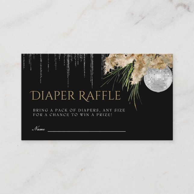 Tarjeta De Recepción Papmas Grass Disco Ball Diaper Raffle Baby Shower (Anverso)