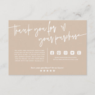 Tarjeta De Recepción Paquete de Agradecimiento de Boho Beige-Tierra mín