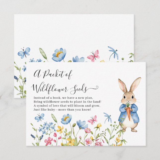 Tarjeta De Recepción Paquete Floral de Peter Rabbit en semillas de flor (Anverso / Reverso)