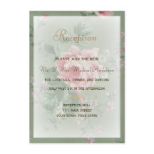 Tarjeta de recepción para Boda de rosa verde y ros