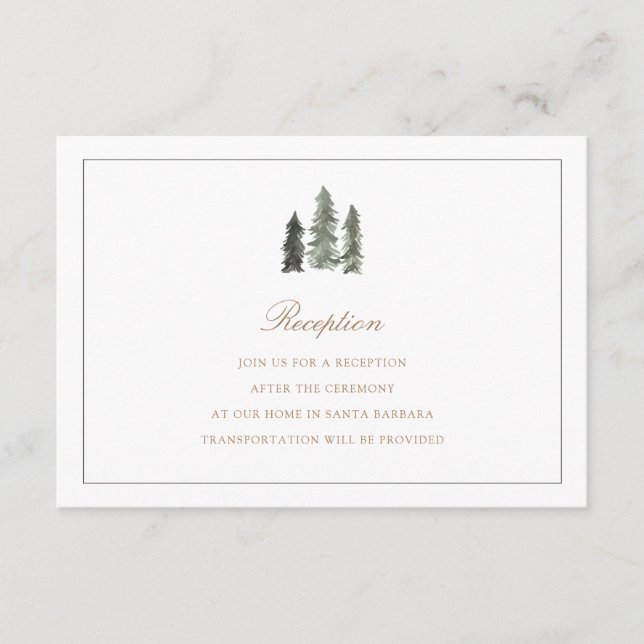 Tarjeta de recepción para bodas de pino (Anverso)