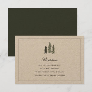 Tarjeta de recepción para bodas de pino