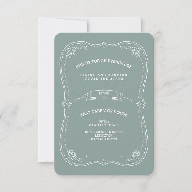 Tarjeta de recepción para la boda verde (Anverso)