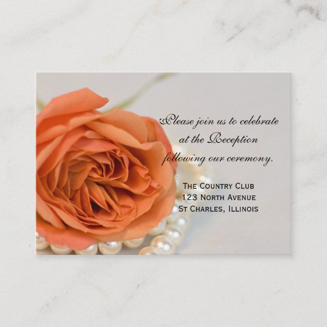 Tarjeta de recepción para Rosa naranja y boda de P (Anverso)