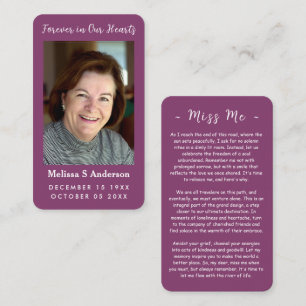 Tarjeta De Recepción Para siempre en nuestros corazones Funeral Oración