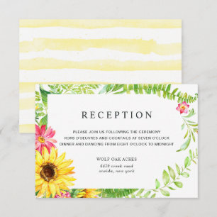 Tarjeta de recepción para un Boda de girasol
