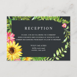 Tarjeta de Recepción para una Boda de Girasoles