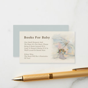 Tarjeta De Recepción Paraguas Caprichoso Botas Florales Libros para Beb