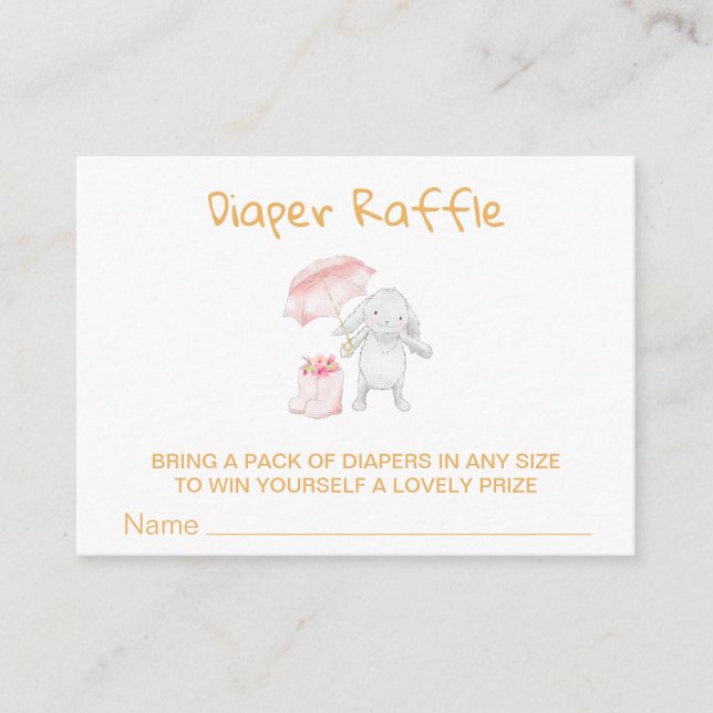 Tarjeta De Recepción *~* Paraguas de conejo Boots Flor PINK Diaper Raff (Anverso)