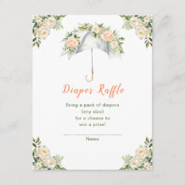 Tarjeta De Recepción Paraguas florales Baby Shower Diaper Raffle