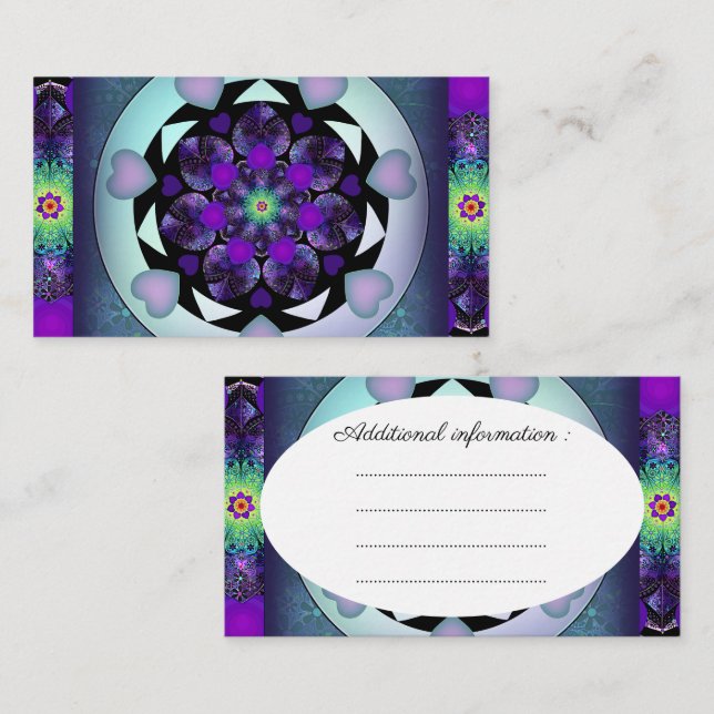 Tarjeta De Recepción Paraguas morados y corazones .7 (Anverso / Reverso)