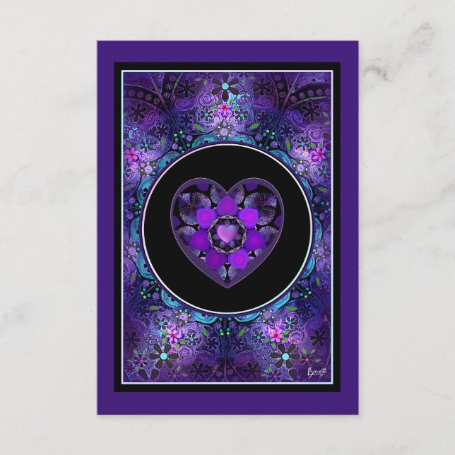 Tarjeta De Recepción Paraguas morados y corazones .7 (Anverso)