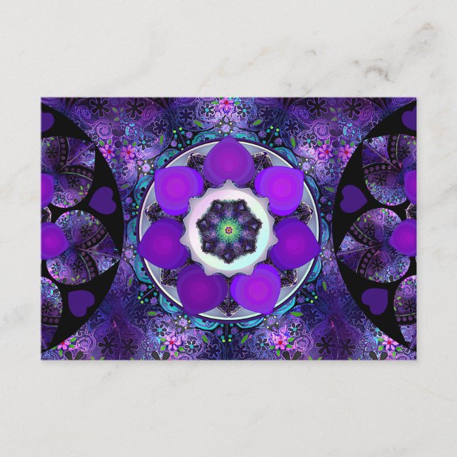 Tarjeta De Recepción Paraguas morados y corazones .7 (Anverso)