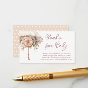Tarjeta De Recepción Paraguas rosa Floral Vintage Baby Shower Books