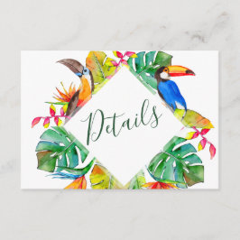 Tarjeta De Recepción Paraíso tropical Aves exóticas Detalles del Boda