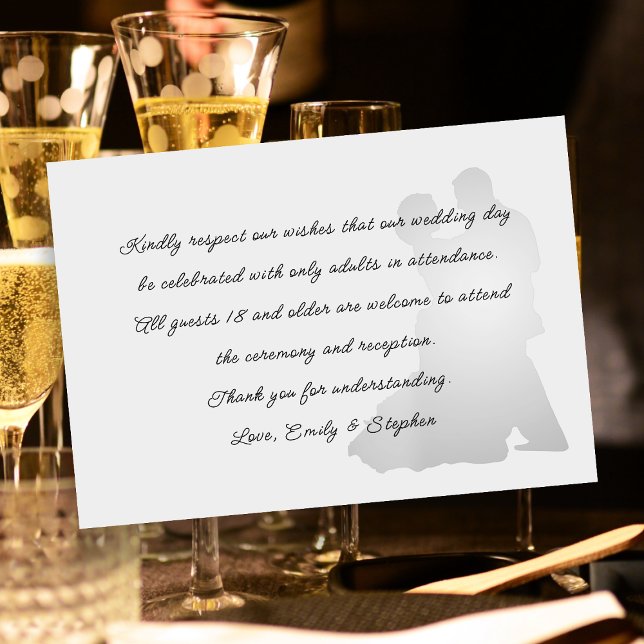 Tarjeta De Recepción Pareja Bailando Sin Hijos Mensaje de Boda Gris (Subido por el creador)