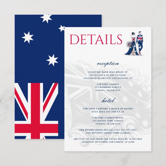 Tarjeta De Recepción Pareja de Australia (Anverso / Reverso)