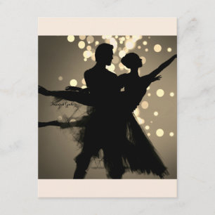 Tarjeta De Recepción Pareja de baile en gris vintage