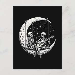 Tarjeta De Recepción Pareja de esqueletos guitarra lunar