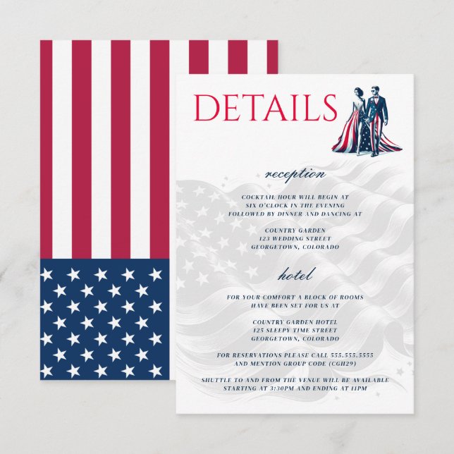 Tarjeta De Recepción Pareja de Estados Unidos (Anverso / Reverso)