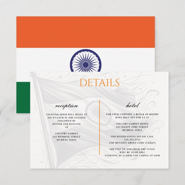 Tarjeta De Recepción Pareja de India (Anverso / Reverso)