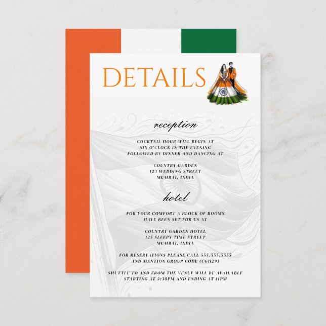 Tarjeta De Recepción Pareja de India (Anverso / Reverso)