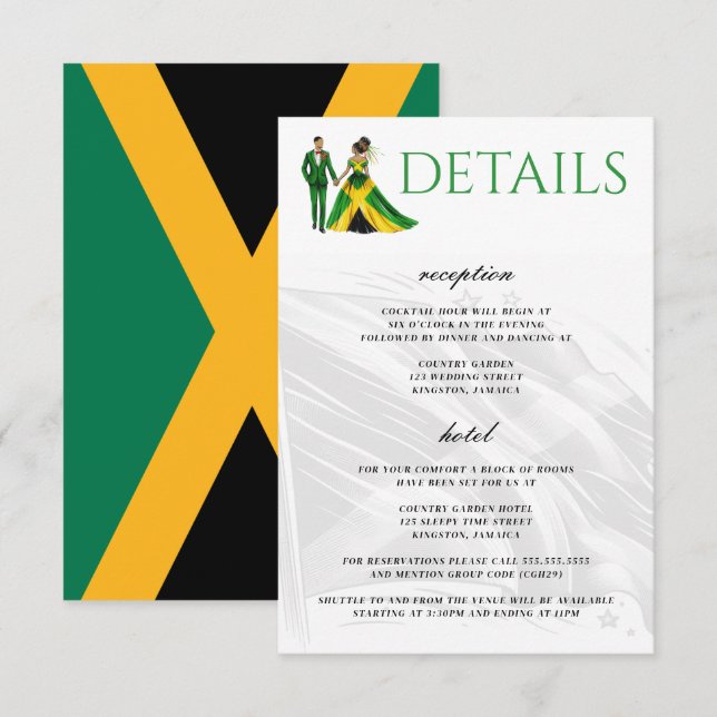 Tarjeta De Recepción Pareja de Jamaica (Anverso / Reverso)