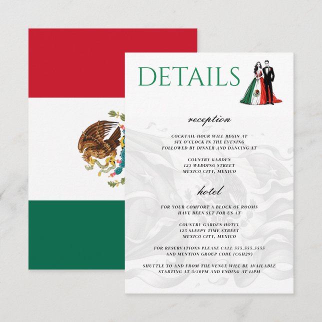 Tarjeta De Recepción Pareja de México (Anverso / Reverso)