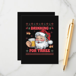 Tarjeta De Recepción Pareja de Papá Noel bebiendo en Navidad