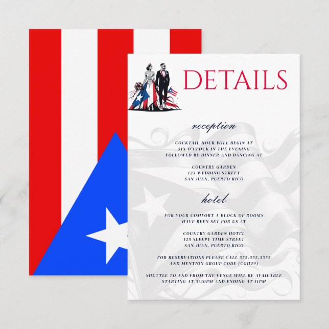 Tarjeta De Recepción Pareja de Puerto Rico (Anverso / Reverso)