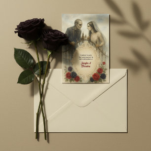 Tarjeta De Recepción Pareja gótico Boda Zombie Halloween