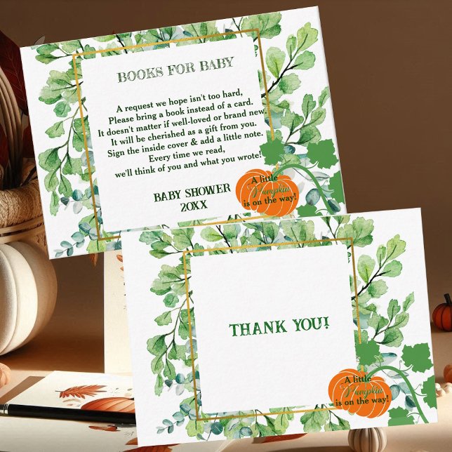 Tarjeta De Recepción Parejas de calabaza pequeñas Foliage de otoño de B (Little Pumpkin Couples Baby Shower Autumn Foliage Enclosure Card)