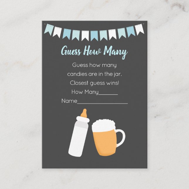 Tarjeta De Recepción Parejas de cerveza Baby-Q Niño Baby Shower Adivina (Anverso)