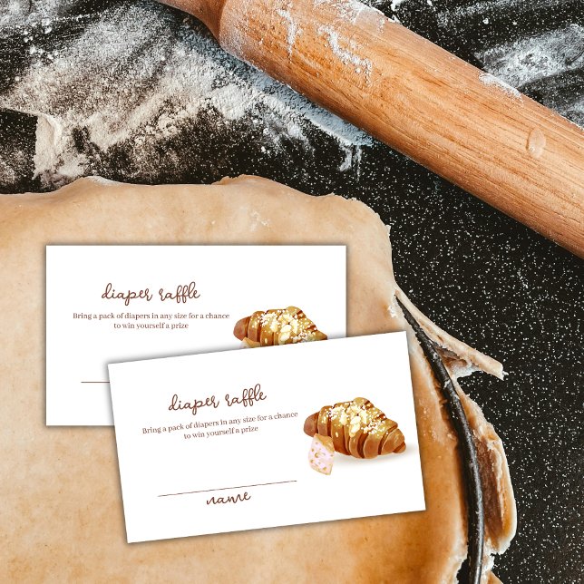 Tarjeta De Recepción Paris Pastry Diaper Raffle Baby Shower (Paris Pastry Croissant Diaper Raffle Baby Shower Enclosure Card)